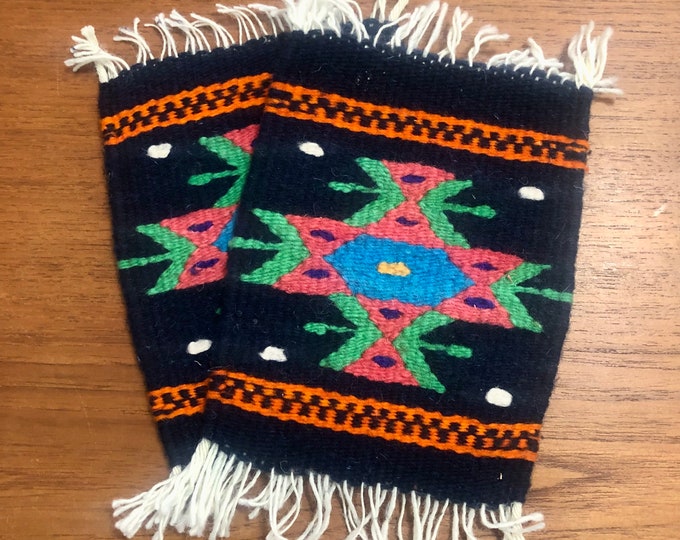 Zapotec hand woven merino wool coasters - set of two (5.5” x 7”)