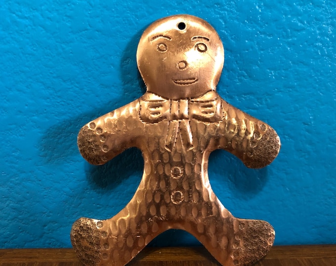 Handcrafted Pure Hammered Copper Gingerbread Man Christmas Tree Ornament