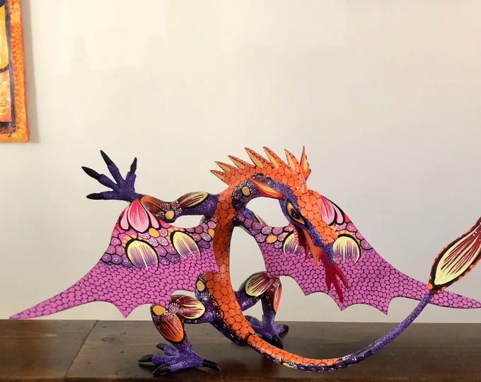Hand Carved Wood Alebrije Dragon by Roberto and Esperanza Martinez