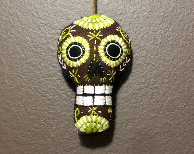 Hand Sewn Stuffed Calavera Plush Toy Hanging Ornament