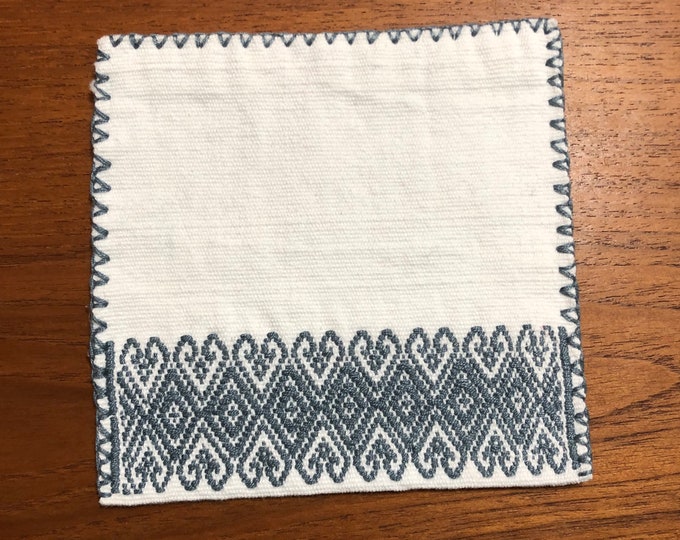 Handwoven Cotton Coaster from Larráinzar, Chiapas, Mexico - 5.5” x 5.5”