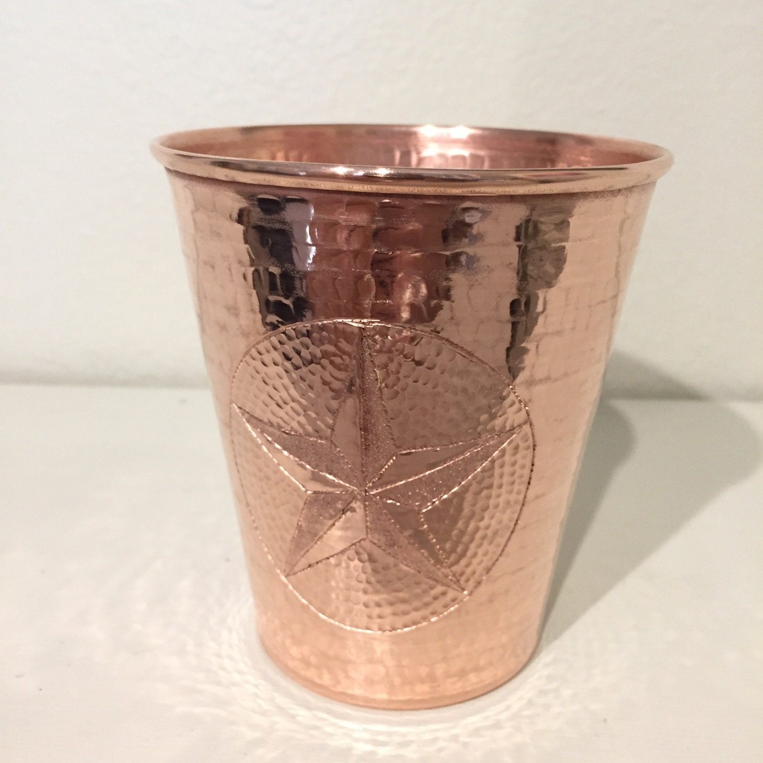 18oz Moscow Mule Hammered Copper Tumbler w/ Texas Star engraving, tapered