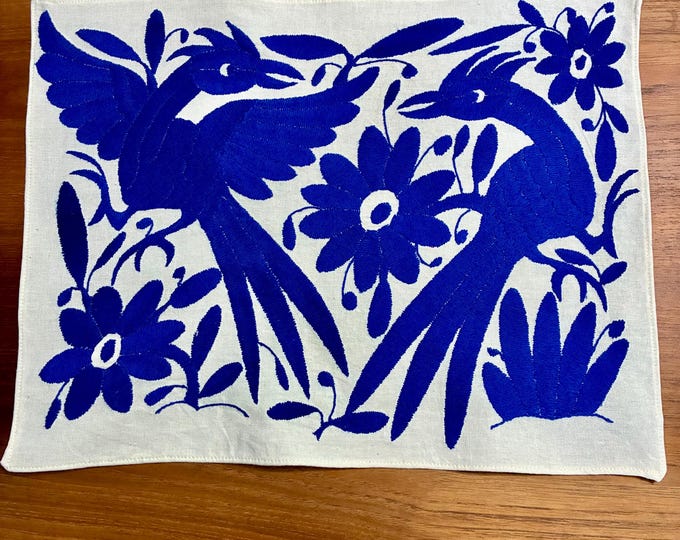 Hand Embroidered Otomi Placemat: Mexican Folk Art Decor (16.5" x 13")