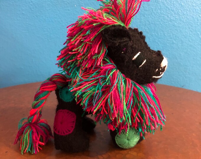 Hand Sewn Wool Stuffed Animal Lion Plush Toy