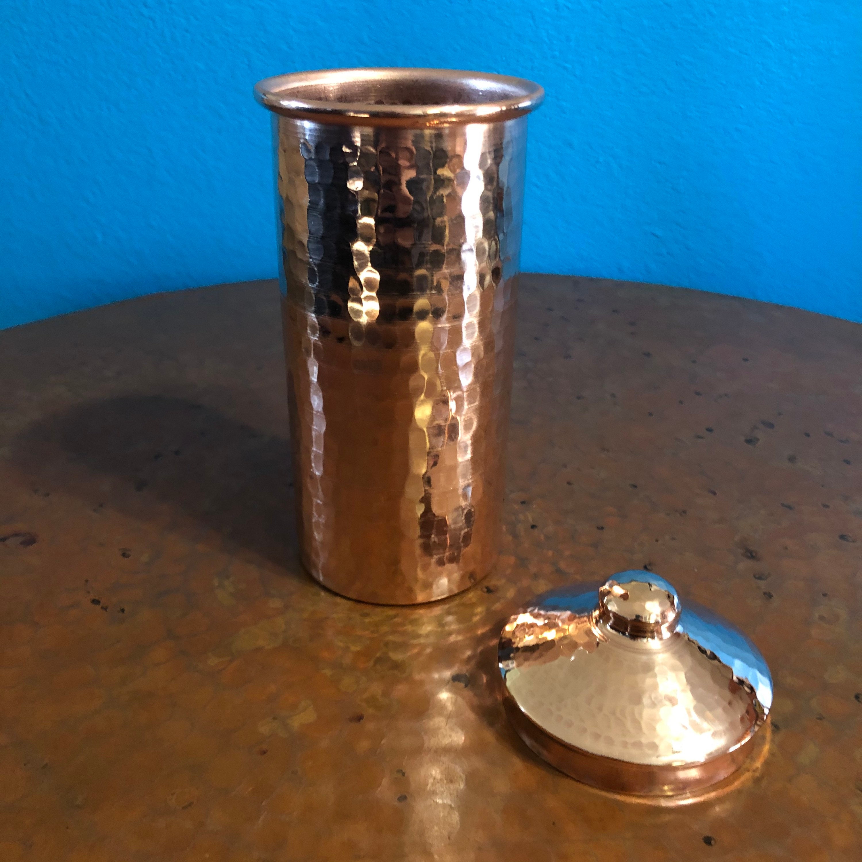 20oz Pure Hammered Copper Tumbler Water Cup with Lid