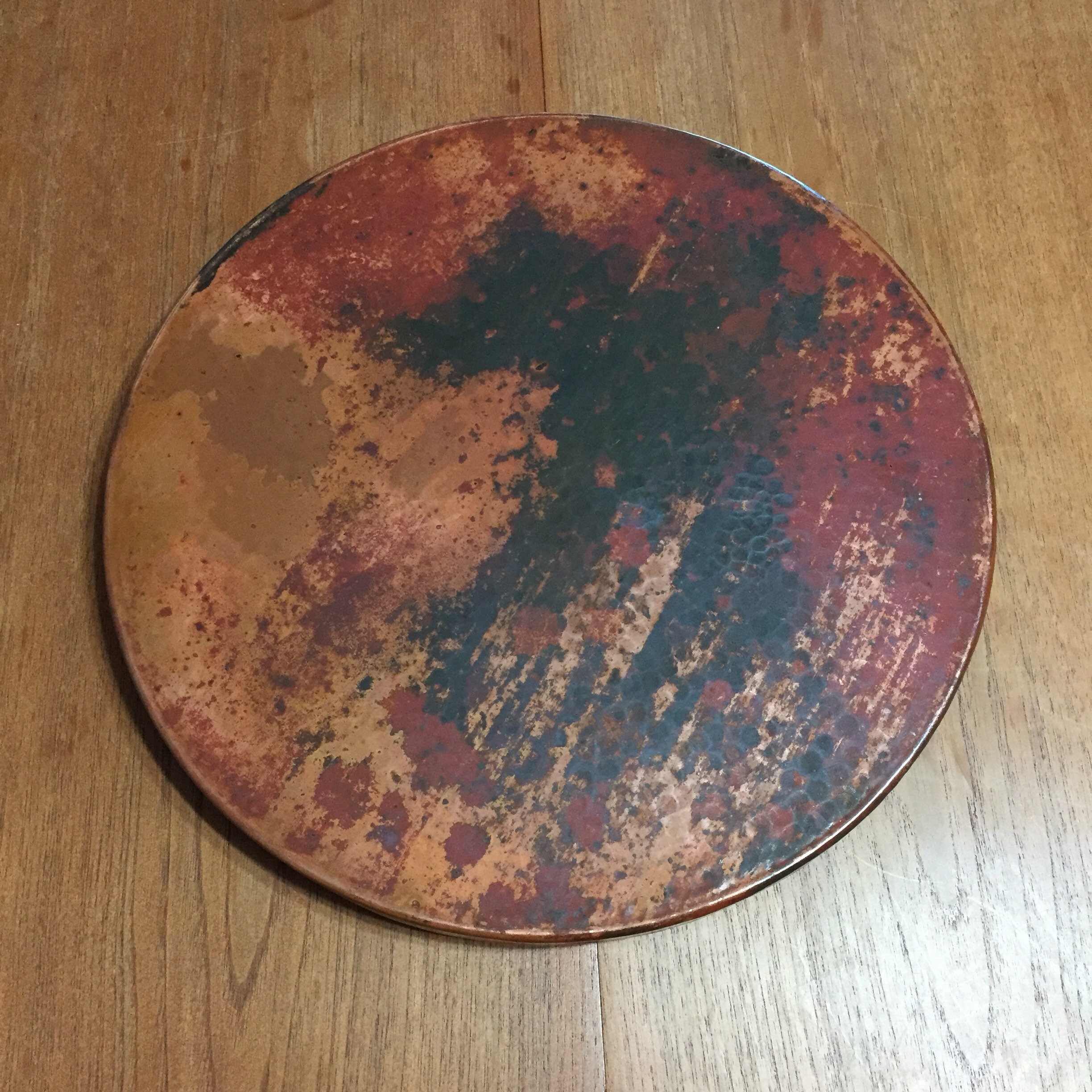 Hammered Copper Lazy Susan rotating serving tray (14 diameter)