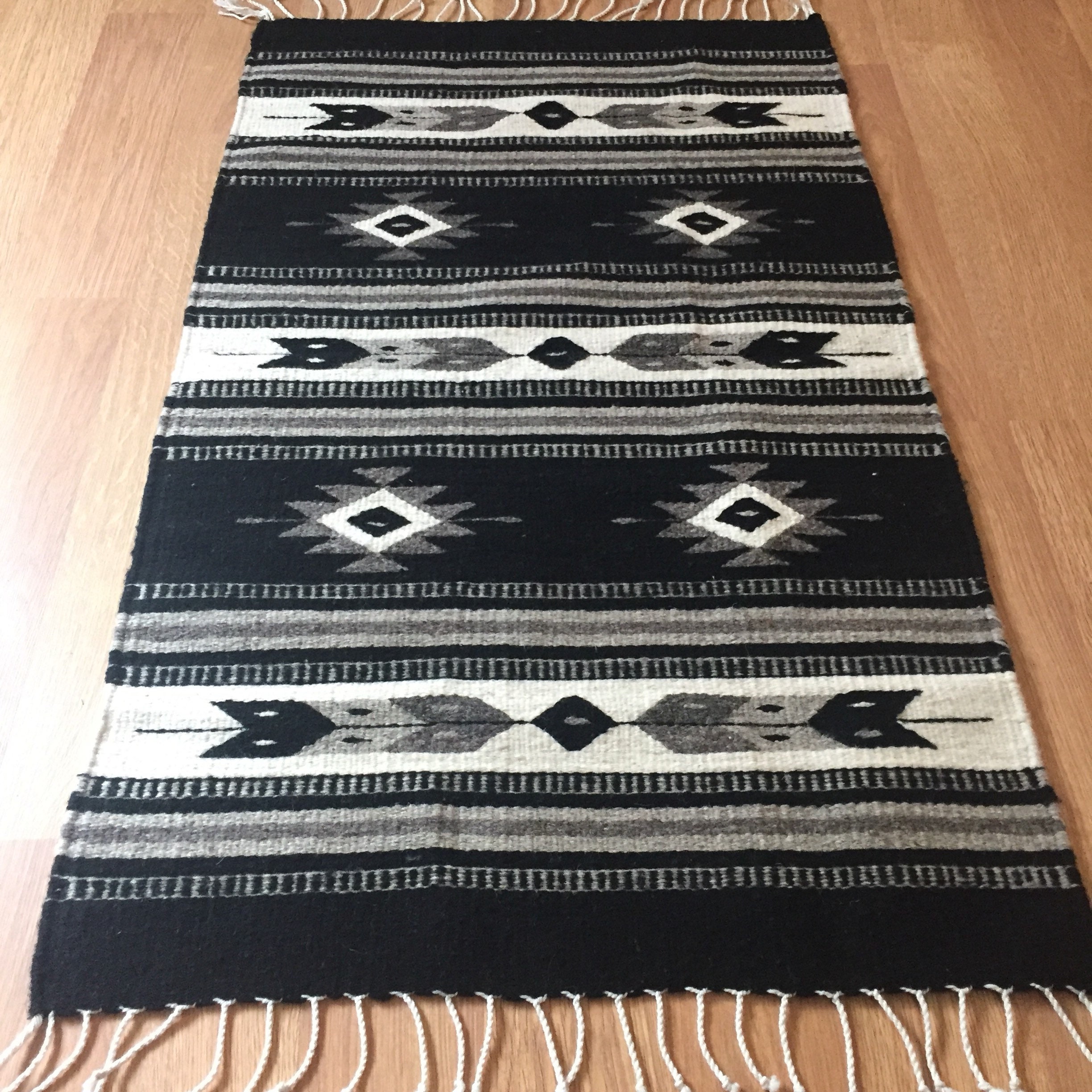 Zapotec hand woven merino wool rug 24 x 36
