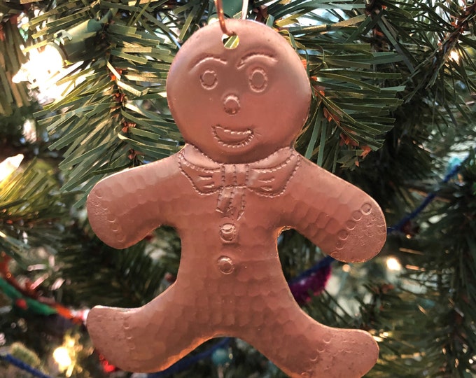 Handcrafted Pure Hammered Copper Gingerbread Man Christmas Tree Ornament