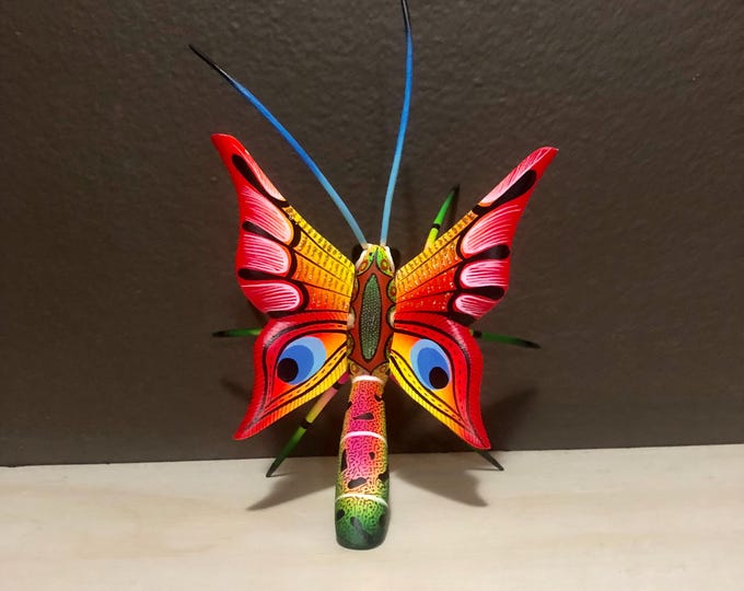 Alebrije Butterfly Handcrafted Wood Carving by Zeny Fuentes & Reyna Piña from Oaxaca, Mexico.