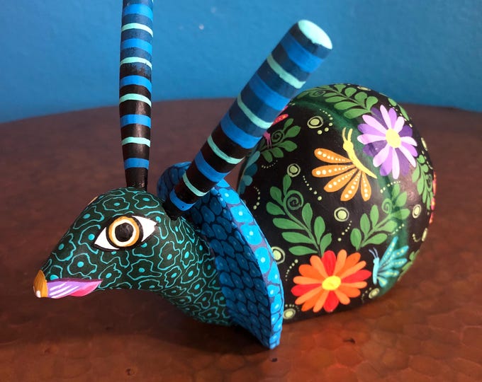 Alebrije Snail Handcrafted Wood Carving by Zeny Fuentes & Reyna Piña from Oaxaca, Mexico.