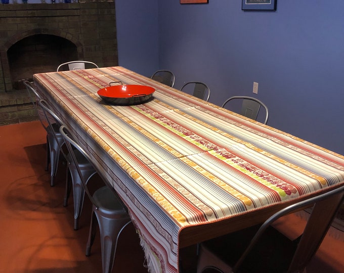 Woven Cotton Tablecloth from Otavalo, Ecuador- 119” x 64”