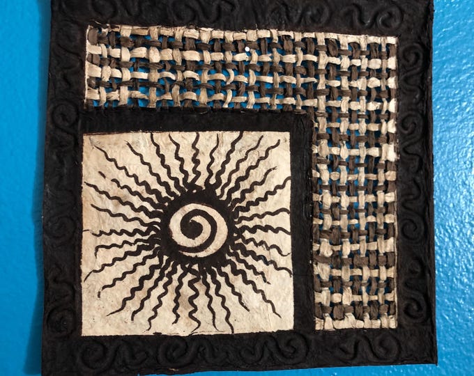 Handmade Amate Paper Wall Art from Mexico (7 3/4” x 7 3/4”)