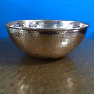 10 1/2&quot; Diameter Handcrafted Hammered Copper Mixing Bowl