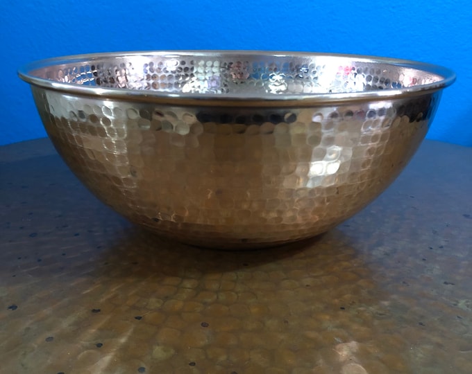 10 1/2" Diameter Handcrafted Hammered Copper Mixing Bowl