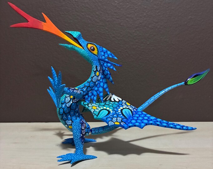 Hand Carved Wood Alebrije Dragon by Esperanza Martinez