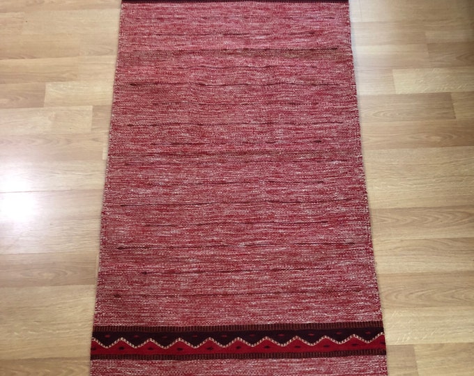 Zapotec Handwoven Merino Wool Rug /  Pedal Loom Textile (32” x 58”)