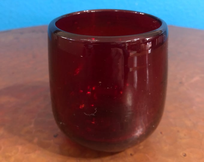 Hand Blown Stemless Wine Glass (8oz) - Red
