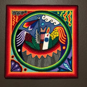 Huichol Yarn Art Nierika (11.75” x 11.75”) from Nayarit, Mexico