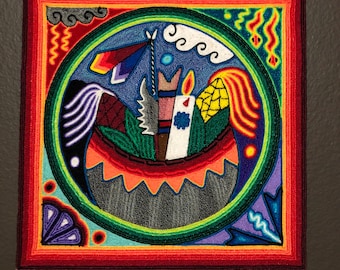Huichol Yarn Art Nierika (11.75” x 11.75”) from Nayarit, Mexico