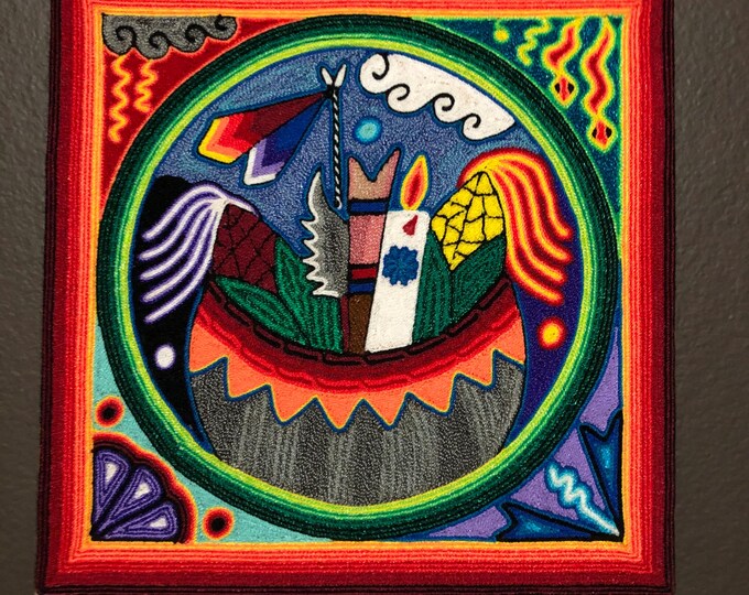 Huichol Yarn Art Nierika (11.75” x 11.75”) from Nayarit, Mexico