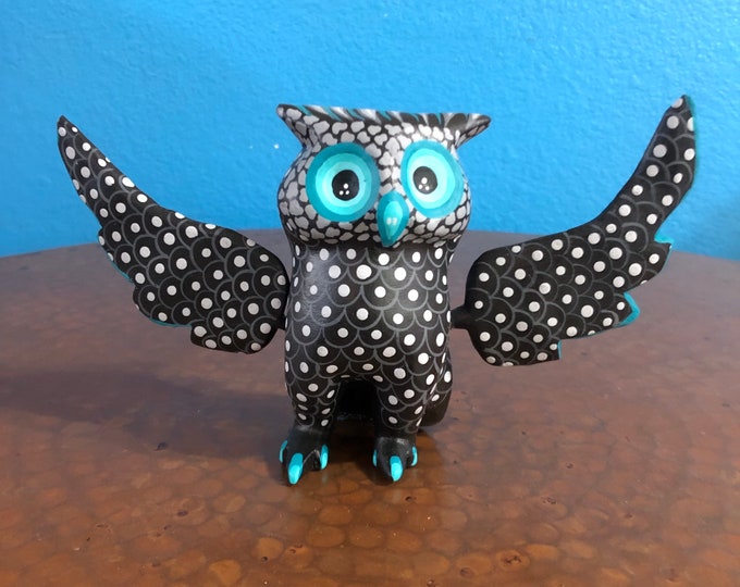 Hand Carved Wood Alebrije Owl by Zeny Fuentes and Reyna Pina