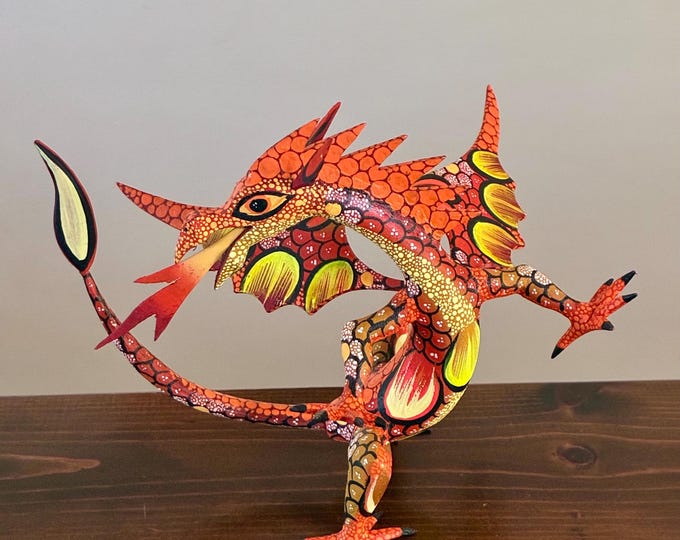 Hand Carved Wood Alebrije Dragon by Esperanza Martinez
