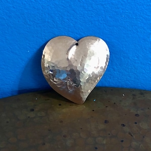 Handcrafted Hammered Copper Heart Christmas Tree Ornament