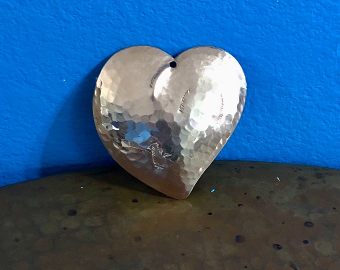 Handcrafted Hammered Copper Heart Christmas Tree Ornament