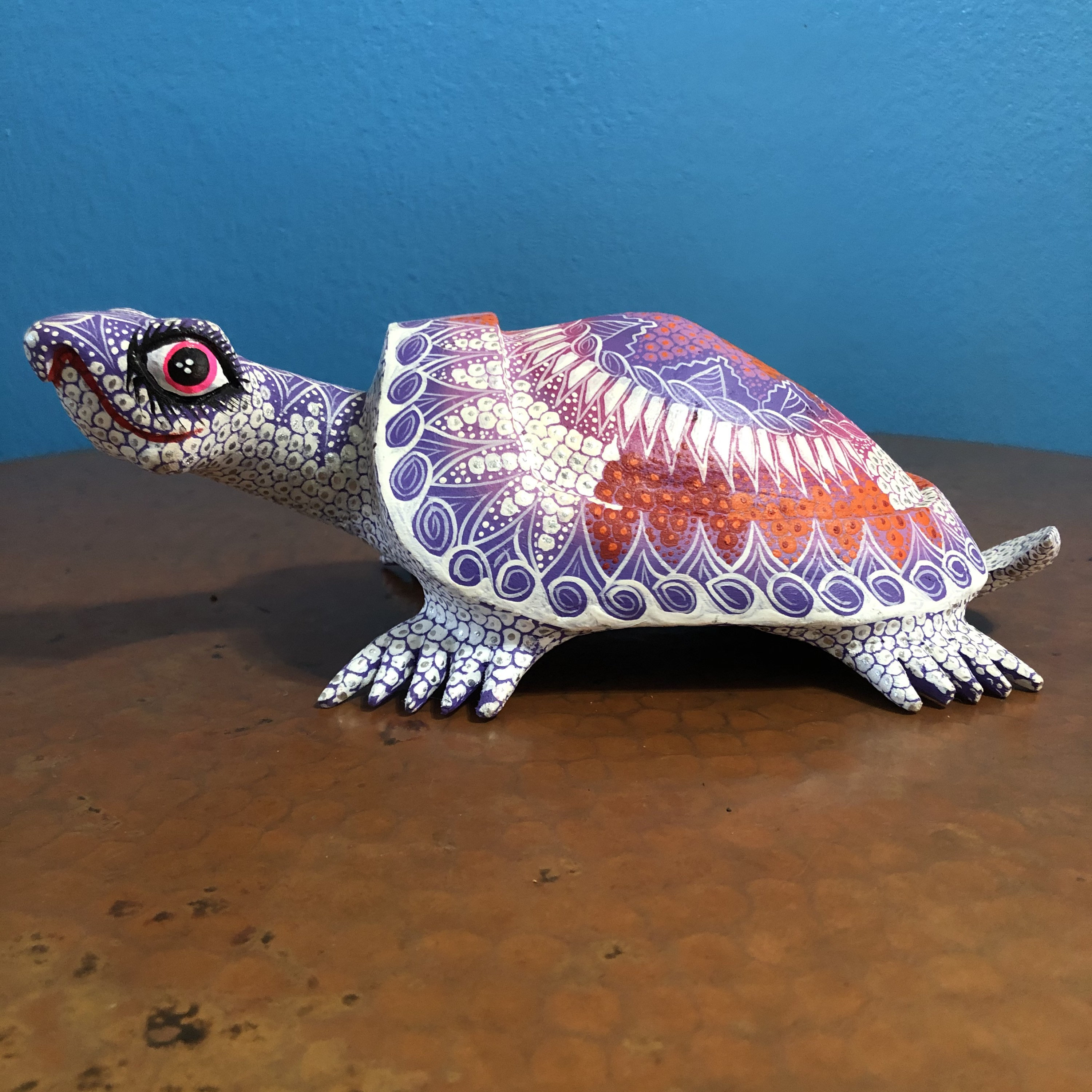 Alebrije Turtle Wood Carving by Esperanza Martinez from Oaxaca, Mexico.