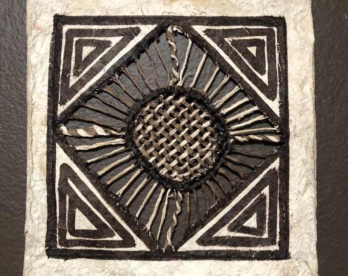 Handmade Amate Paper Wall Art from Mexico (8” x 8”)