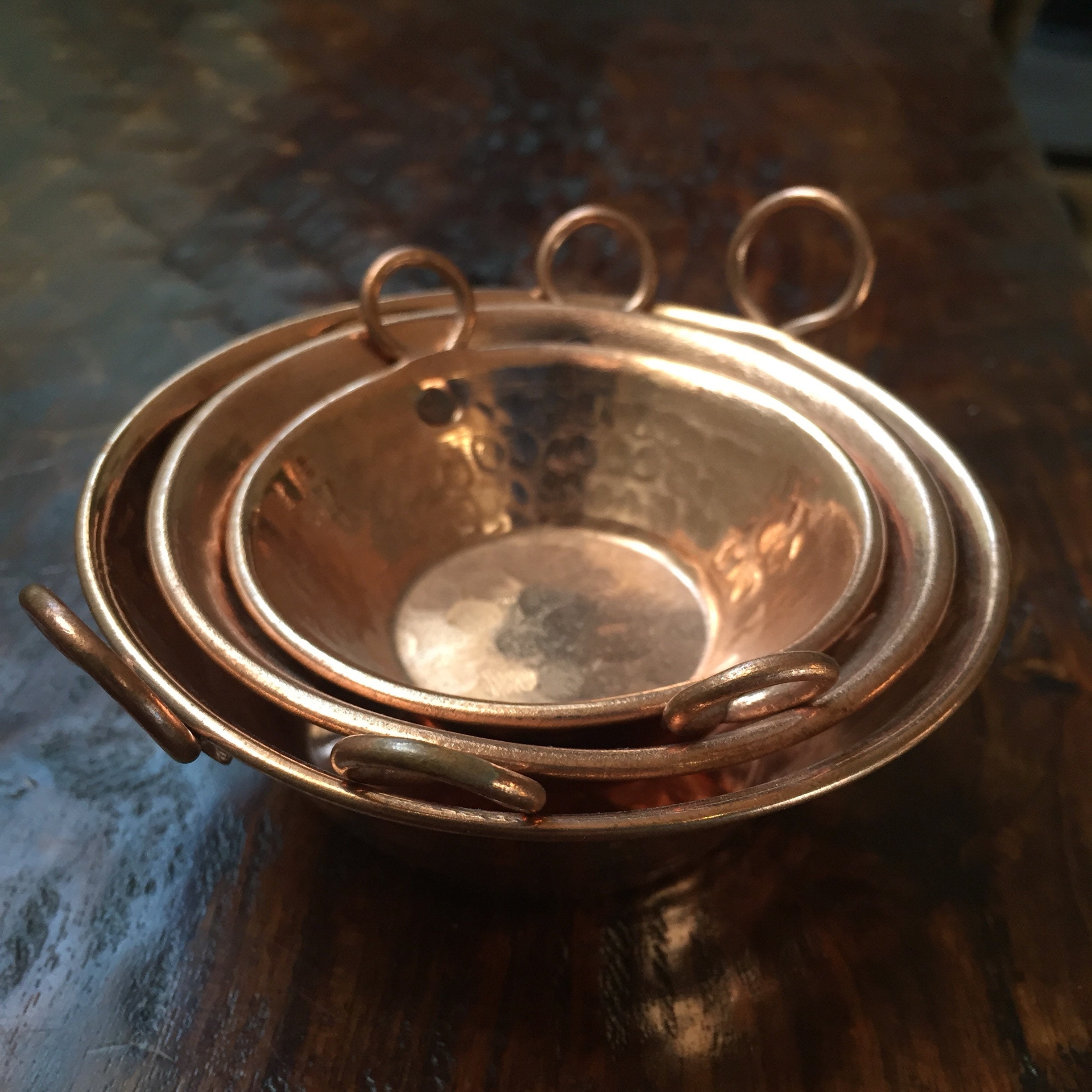 Hammered Copper 3Piece Tray Set