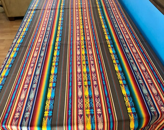 Woven Cotton Tablecloth / Bed Throw from Otavalo, Ecuador- 64” x 106”