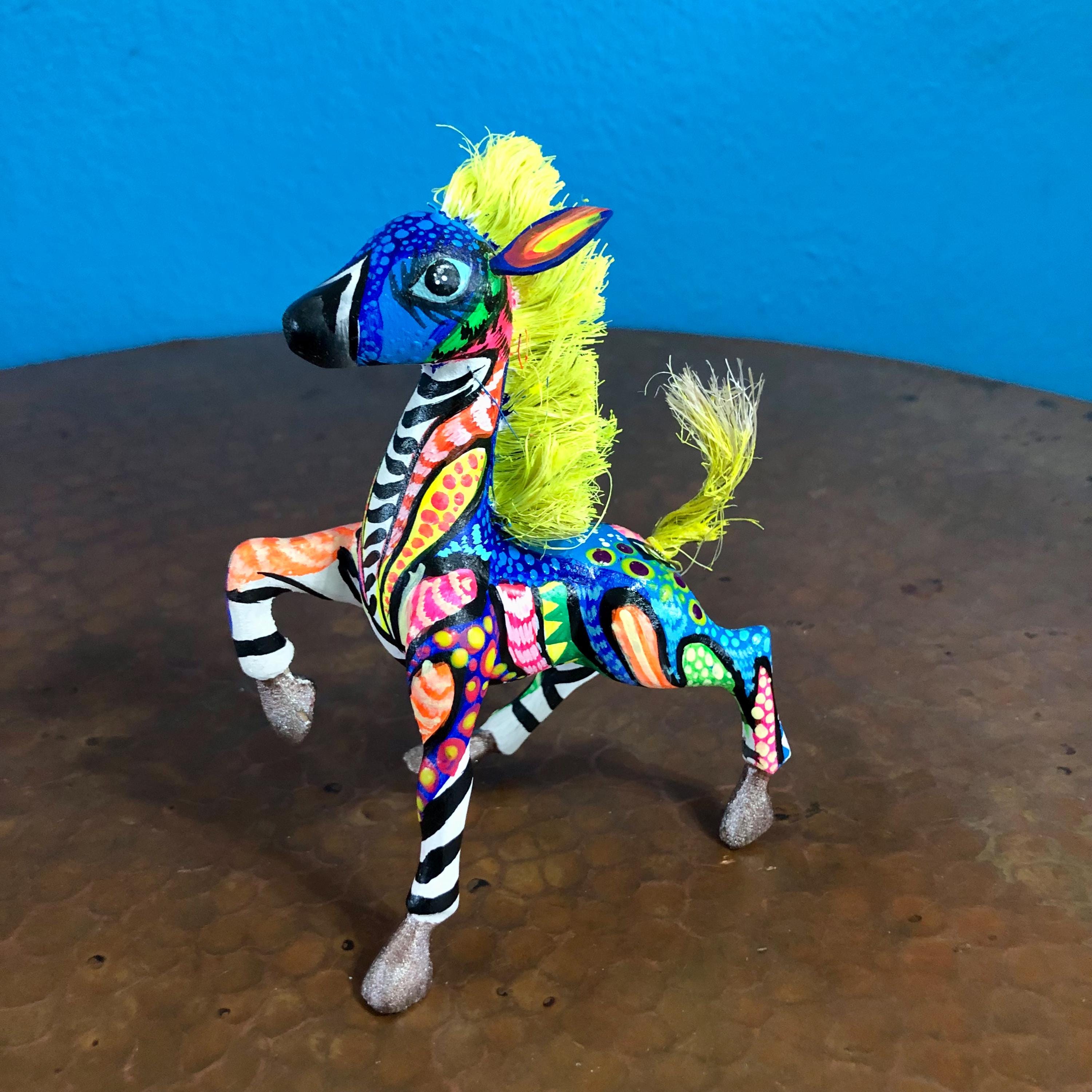 Alebrije Zebra Handcrafted Wood Carving by Esperanza Martinez from