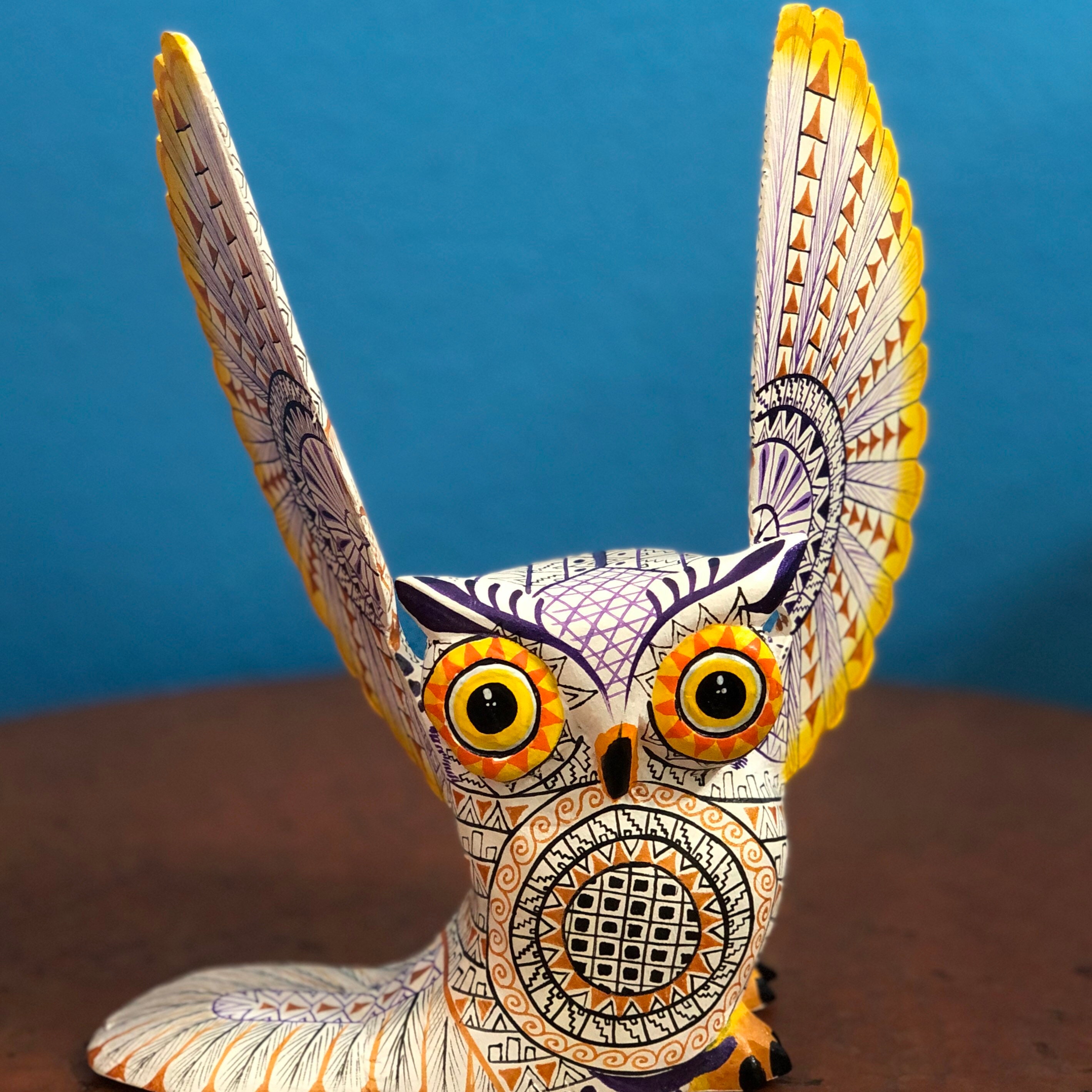 Alebrije Owl Wood Carving by Roberto and Esperanza Martinez from Oaxaca