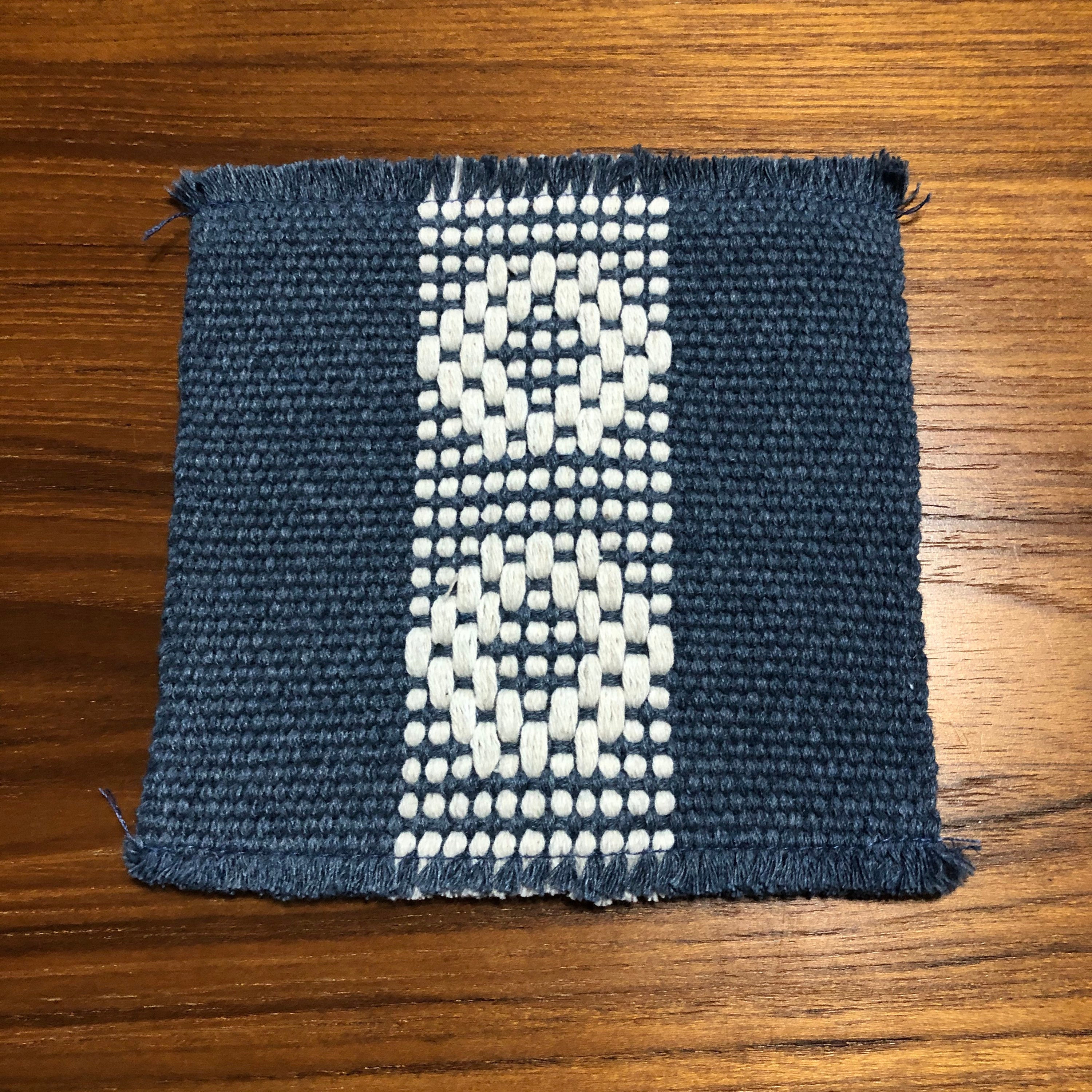 Handwoven Zapotec cotton coasters (set of two) - 5” x 5” Blue