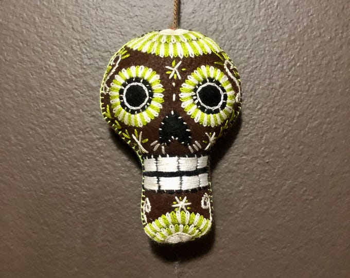 Hand Sewn Stuffed Calavera Plush Toy Hanging Ornament