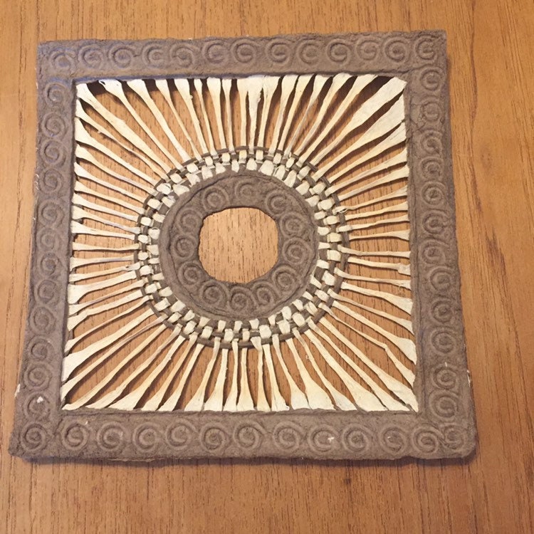 Handmade Amate Paper Wall Art with woven design