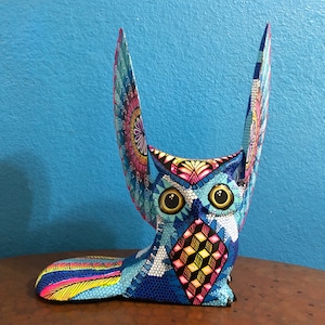 Alebrije Owl Wood Carving by Roberto and Esperanza Martinez from Oaxaca, Mexico.