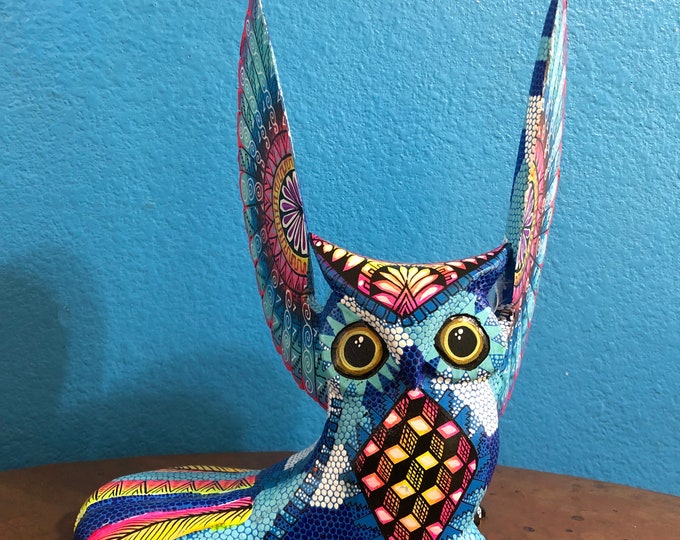 Alebrije Owl Wood Carving by Roberto and Esperanza Martinez from Oaxaca, Mexico.