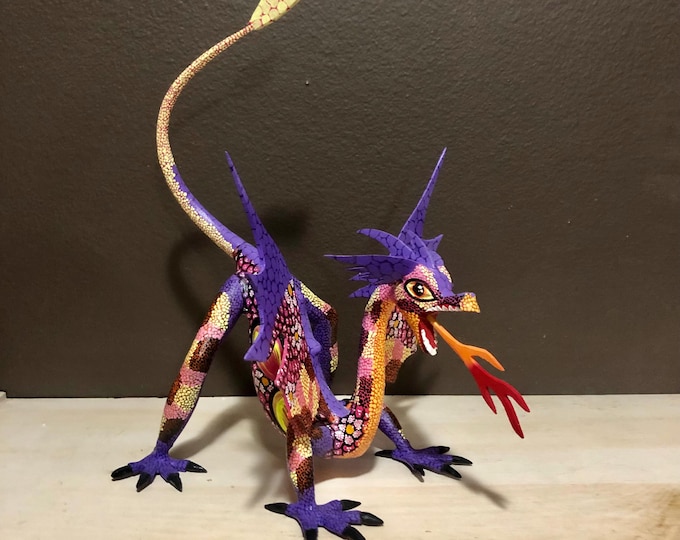 Hand Carved Wood Alebrije Dragon by Roberto and Esperanza Martinez