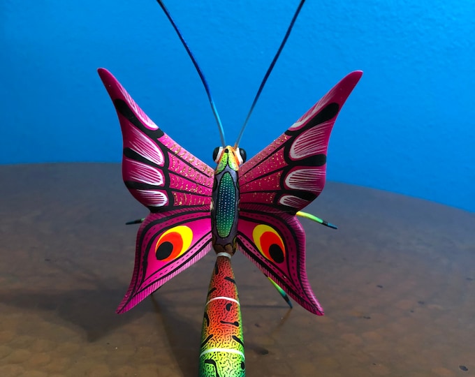 Alebrije Butterfly Handcrafted Wood Carving by Zeny Fuentes & Reyna Piña from Oaxaca, Mexico.