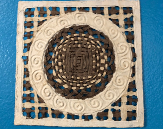 Handmade Amate Paper Wall Art from Mexico (7 3/4” x 7 3/4”)