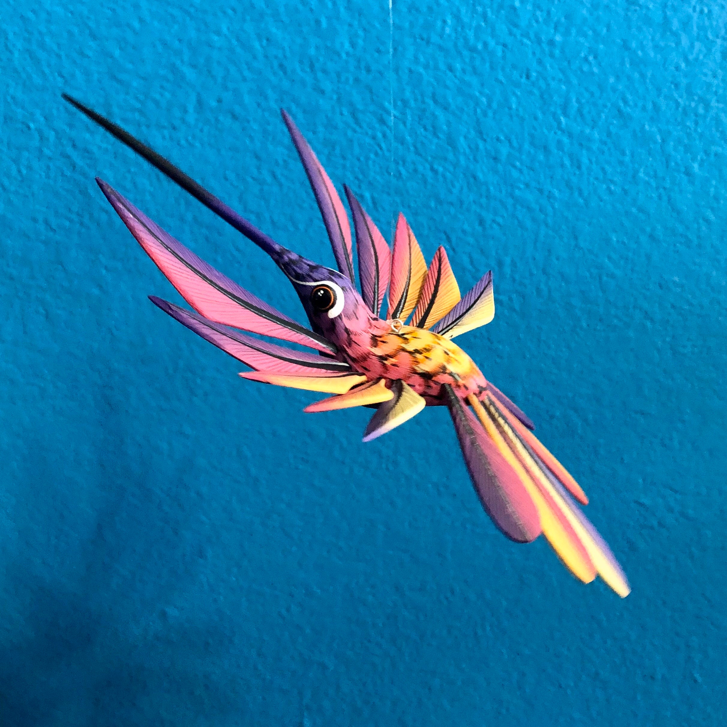 Alebrije Purple and Pink Hummingbird by Roberto and Esperanza Martinez