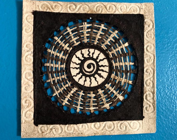 Handmade Amate Paper Wall Art from Mexico (7 3/4” x 7 3/4”)