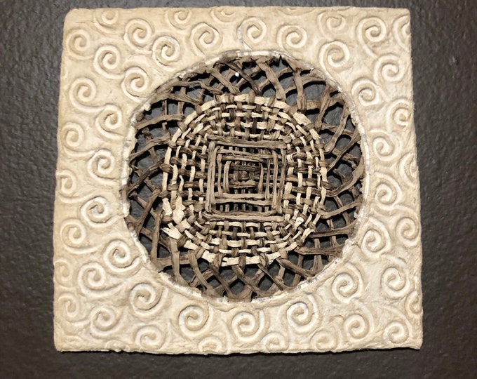 Handmade Amate Paper Wall Art from Mexico (8” x 8”)