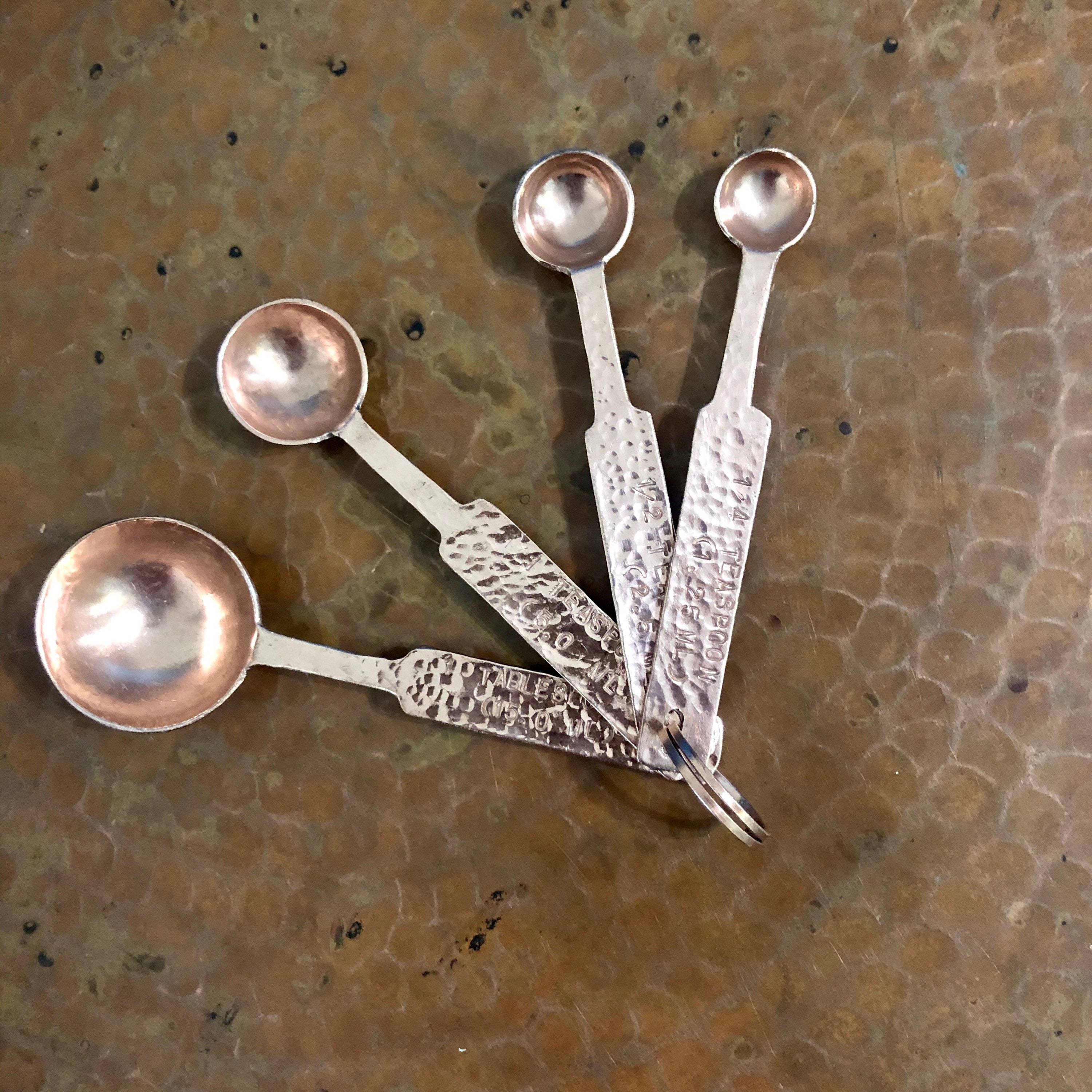 Pure Copper Hand Engraved Measuring Spoon Set