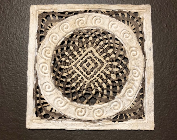 Handmade Amate Paper Wall Art from Mexico (8” x 8”)