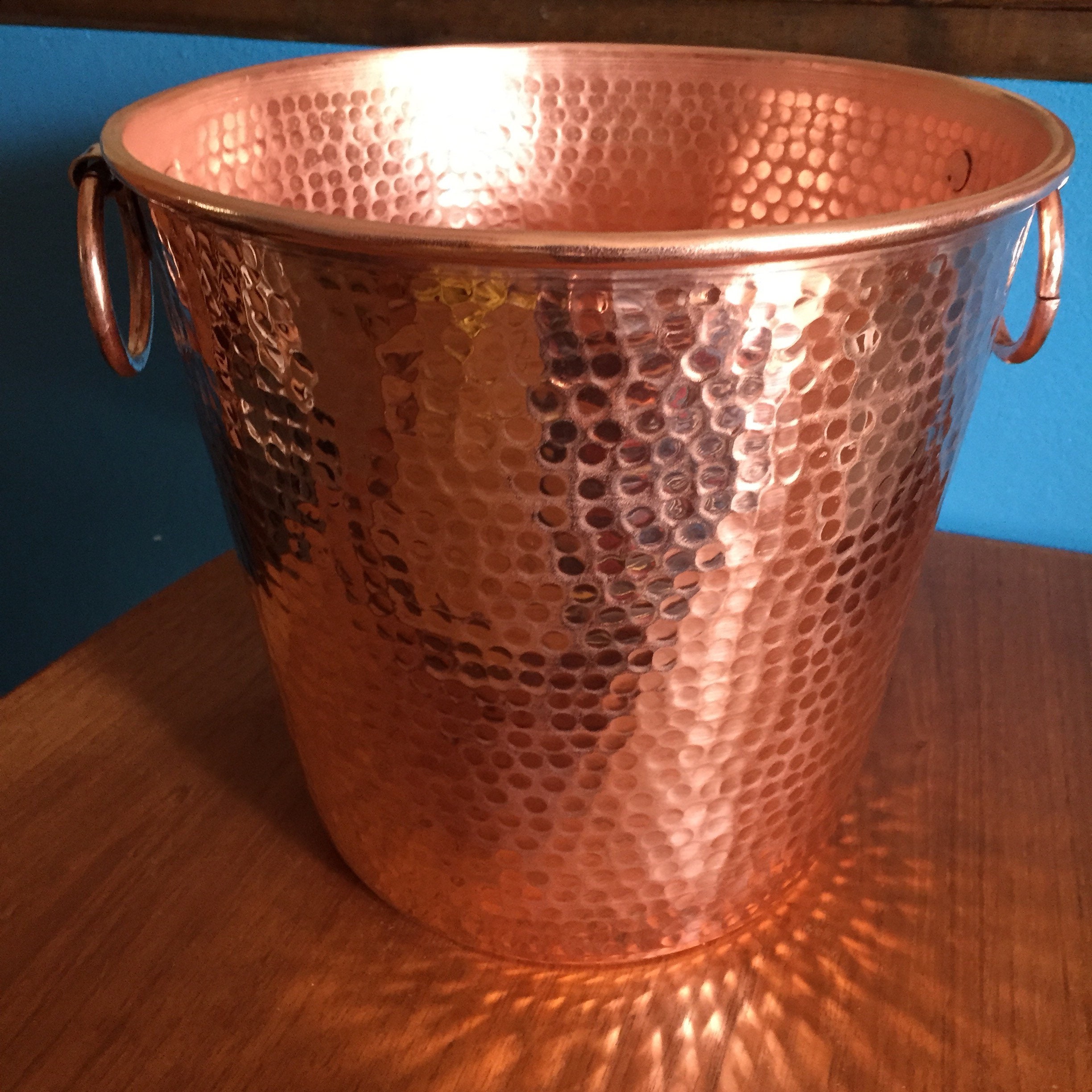 Hammered Copper wine bottle chiller / ice bucket (10 1/2 diameter)