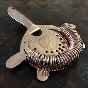 Hand hammered pure copper cocktail hawthorne strainer