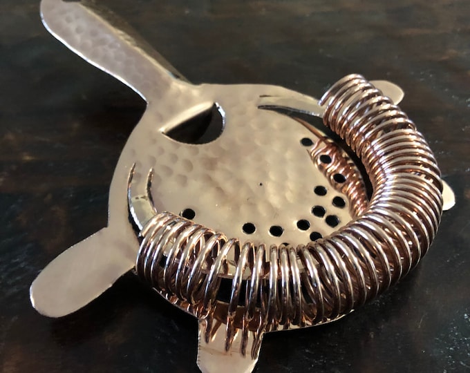 Hand hammered pure copper cocktail hawthorne strainer